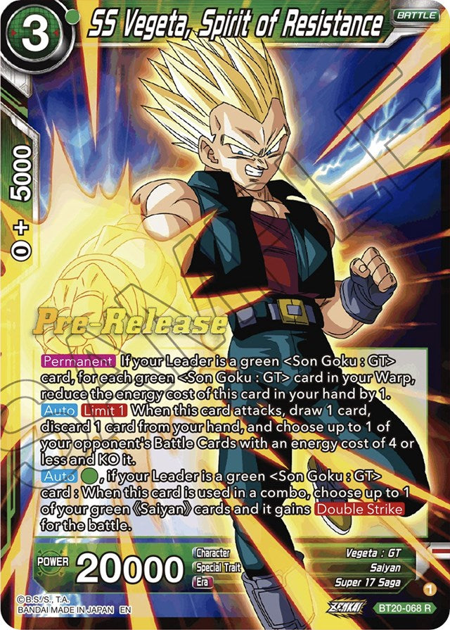 SS Vegeta, Spirit of Resistance (BT20-068) [Power Absorbed Prerelease Promos] | Tables and Towers