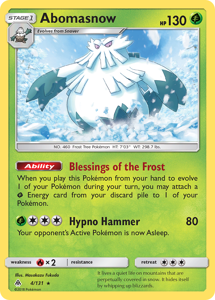 Abomasnow (4/131) [Sun & Moon: Forbidden Light] | Tables and Towers