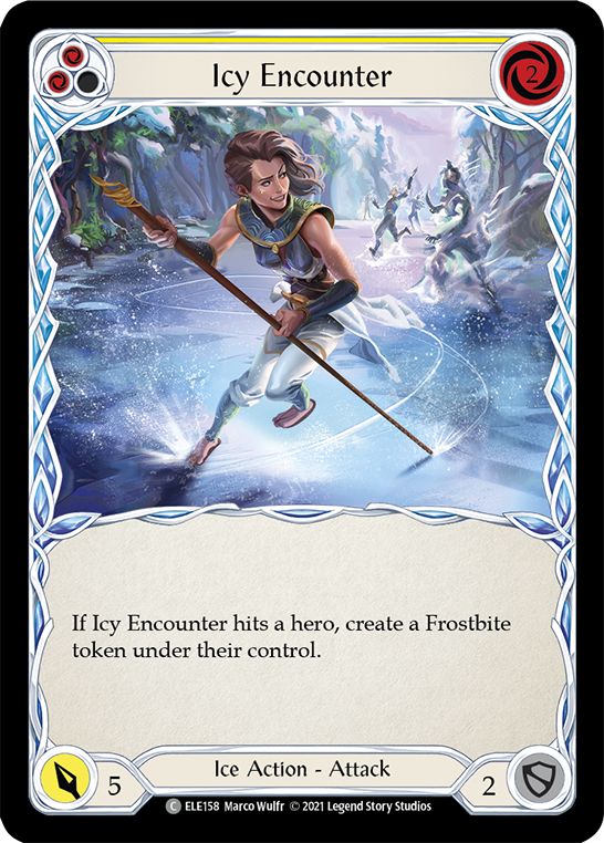 Icy Encounter (Yellow) [ELE158] (Tales of Aria)  1st Edition Rainbow Foil | Tables and Towers