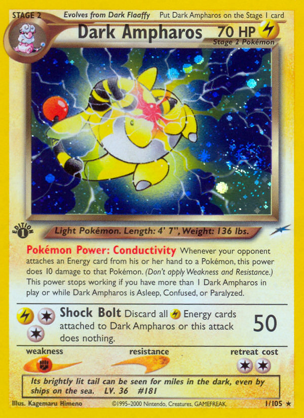 Dark Ampharos (1/105) [Neo Destiny 1st Edition] | Tables and Towers