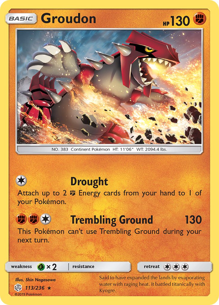 Groudon (113/236) (Cracked Ice Holo) (Theme Deck Exclusive) [Sun & Moon: Cosmic Eclipse] | Tables and Towers