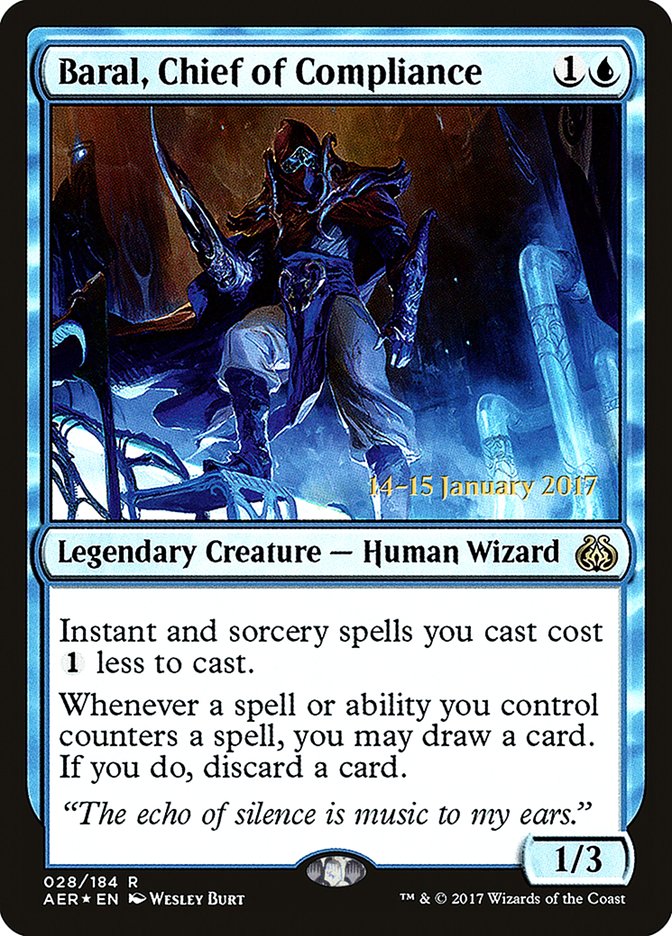 Baral, Chief of Compliance [Aether Revolt Prerelease Promos] | Tables and Towers