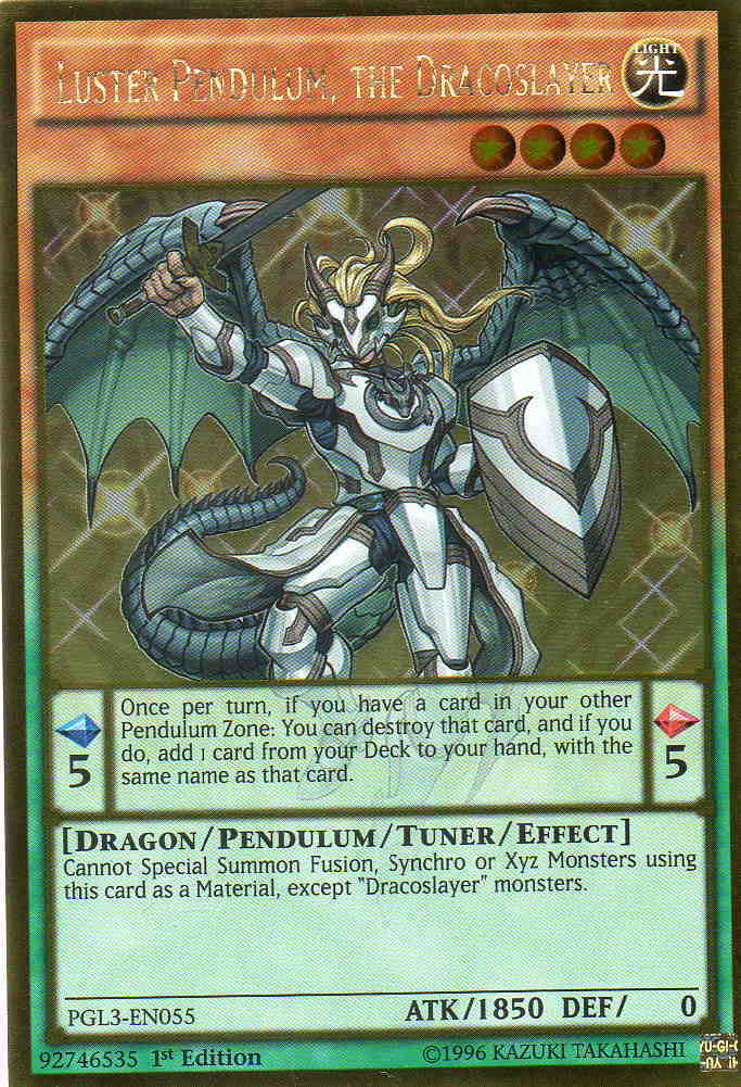 Luster Pendulum, the Dracoslayer [PGL3-EN055] Gold Rare | Tables and Towers