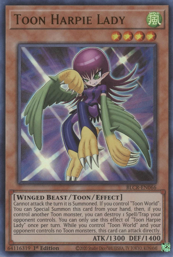 Toon Harpie Lady [BLCR-EN066] Ultra Rare | Tables and Towers