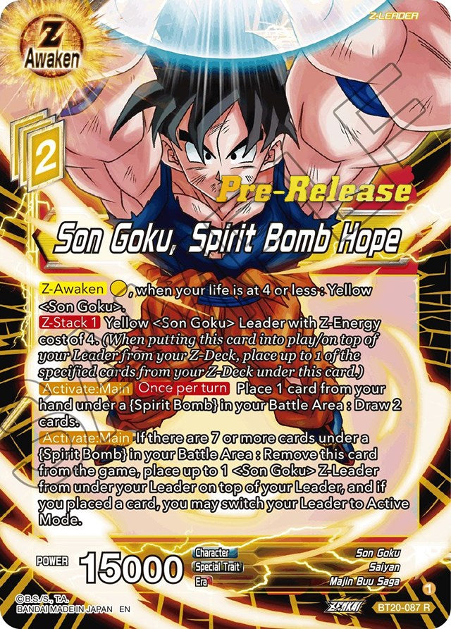 Son Goku, Spirit Bomb Hope (BT20-087) [Power Absorbed Prerelease Promos] | Tables and Towers