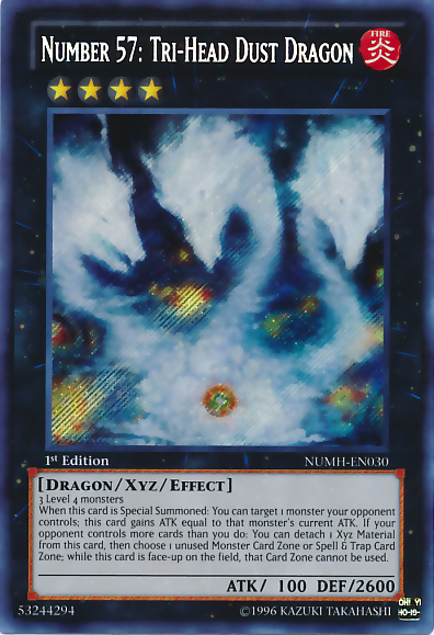 Number 57: Tri-Head Dust Dragon [NUMH-EN030] Secret Rare | Tables and Towers