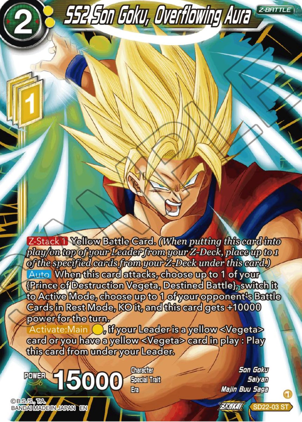 SS2 Son Goku, Overflowing Aura (Starter Deck Exclusive) (SD22-03) [Power Absorbed] | Tables and Towers