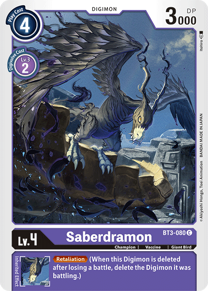 Saberdramon [BT3-080] [Release Special Booster Ver.1.5] | Tables and Towers