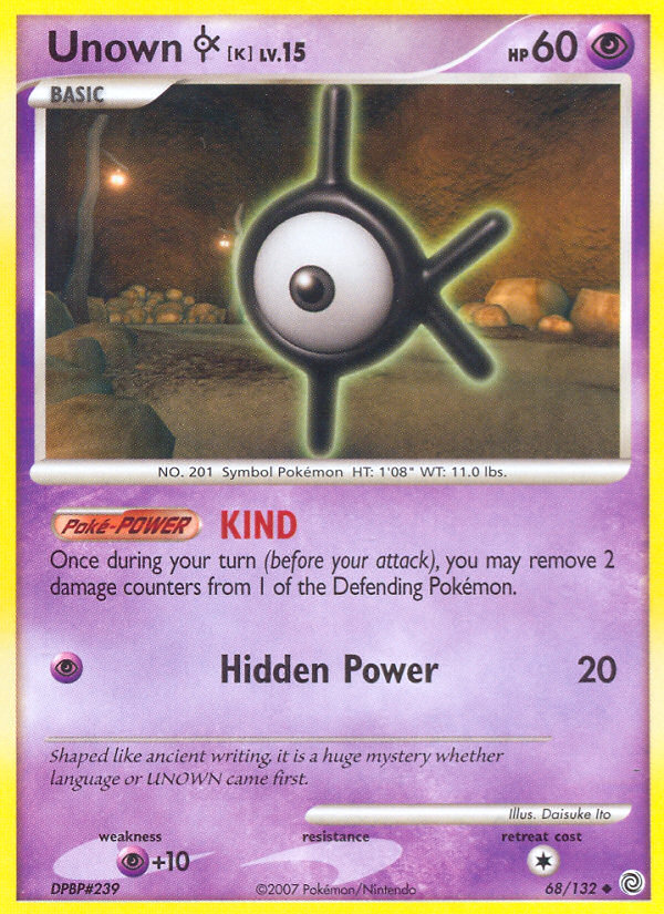 Unown K (68/132) [Diamond & Pearl: Secret Wonders] | Tables and Towers