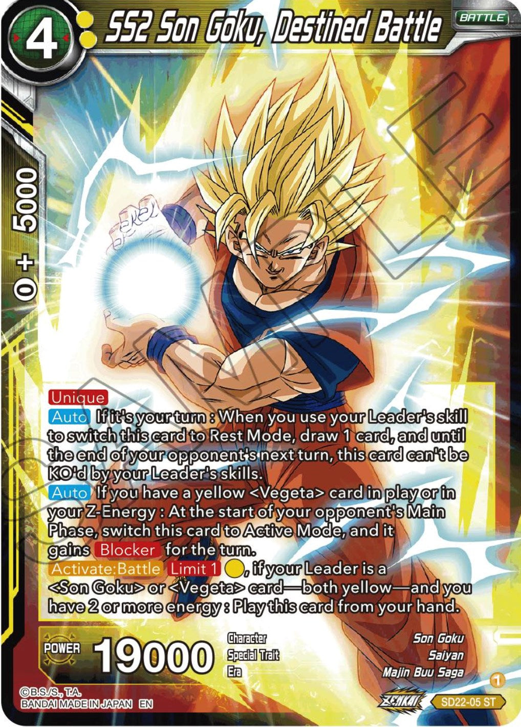 SS2 Son Goku, Destined Battle (Starter Deck Exclusive) (SD22-05) [Power Absorbed] | Tables and Towers