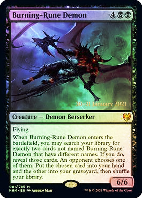 Burning-Rune Demon [Kaldheim Prerelease Promos] | Tables and Towers