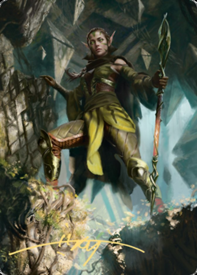 Nissa of Shadowed Boughs 1 Art Card (Gold-Stamped Signature) [Zendikar Rising Art Series] | Tables and Towers