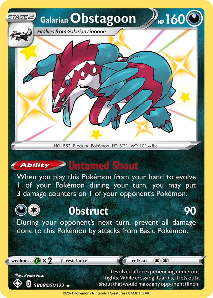 Galarian Obstagoon (SV080/SV122) [Sword & Shield: Shining Fates] | Tables and Towers