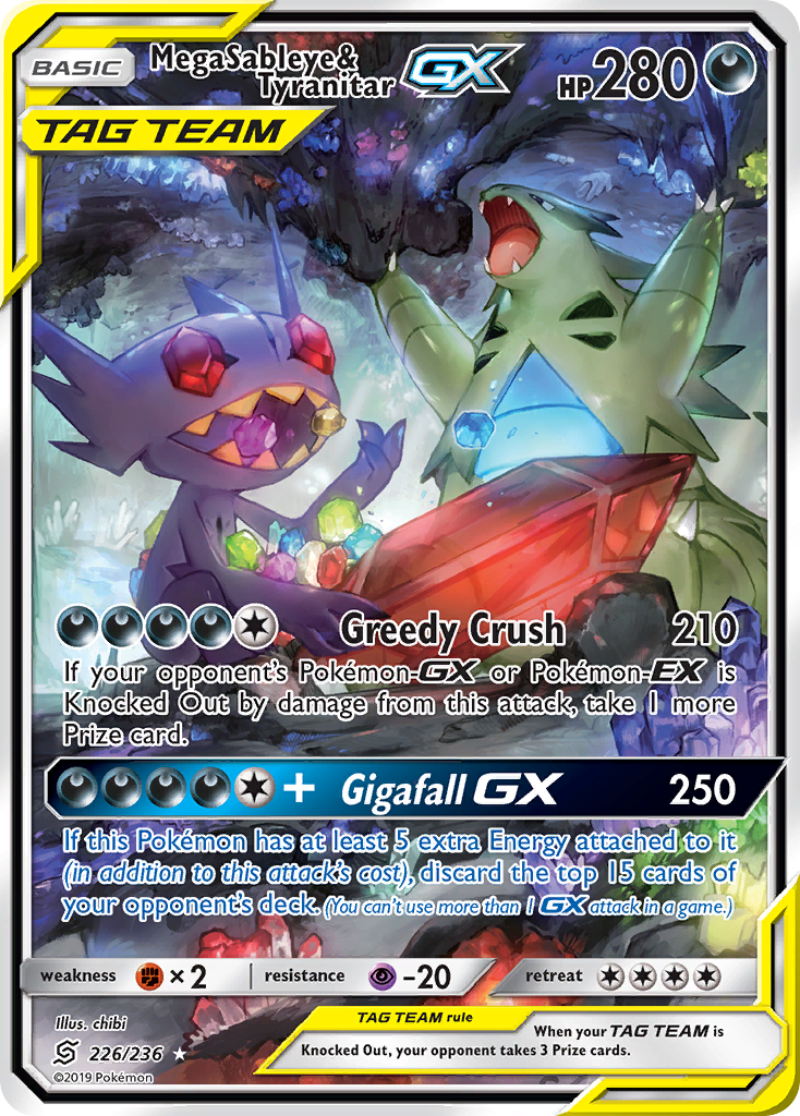 Mega Sableye & Tyranitar GX (226/236) [Sun & Moon: Unified Minds] | Tables and Towers