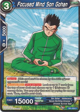 Focused Mind Son Gohan (TB1-029) [The Tournament of Power] | Tables and Towers