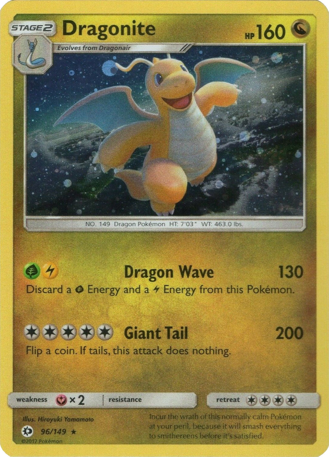 Dragonite (96/149) (Cosmos Holo) [Sun & Moon: Base Set] | Tables and Towers