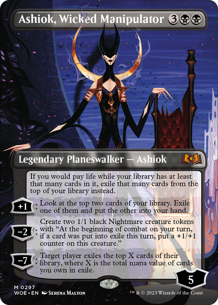 Ashiok, Wicked Manipulator (Borderless Alternate Art) [Wilds of Eldraine] | Tables and Towers