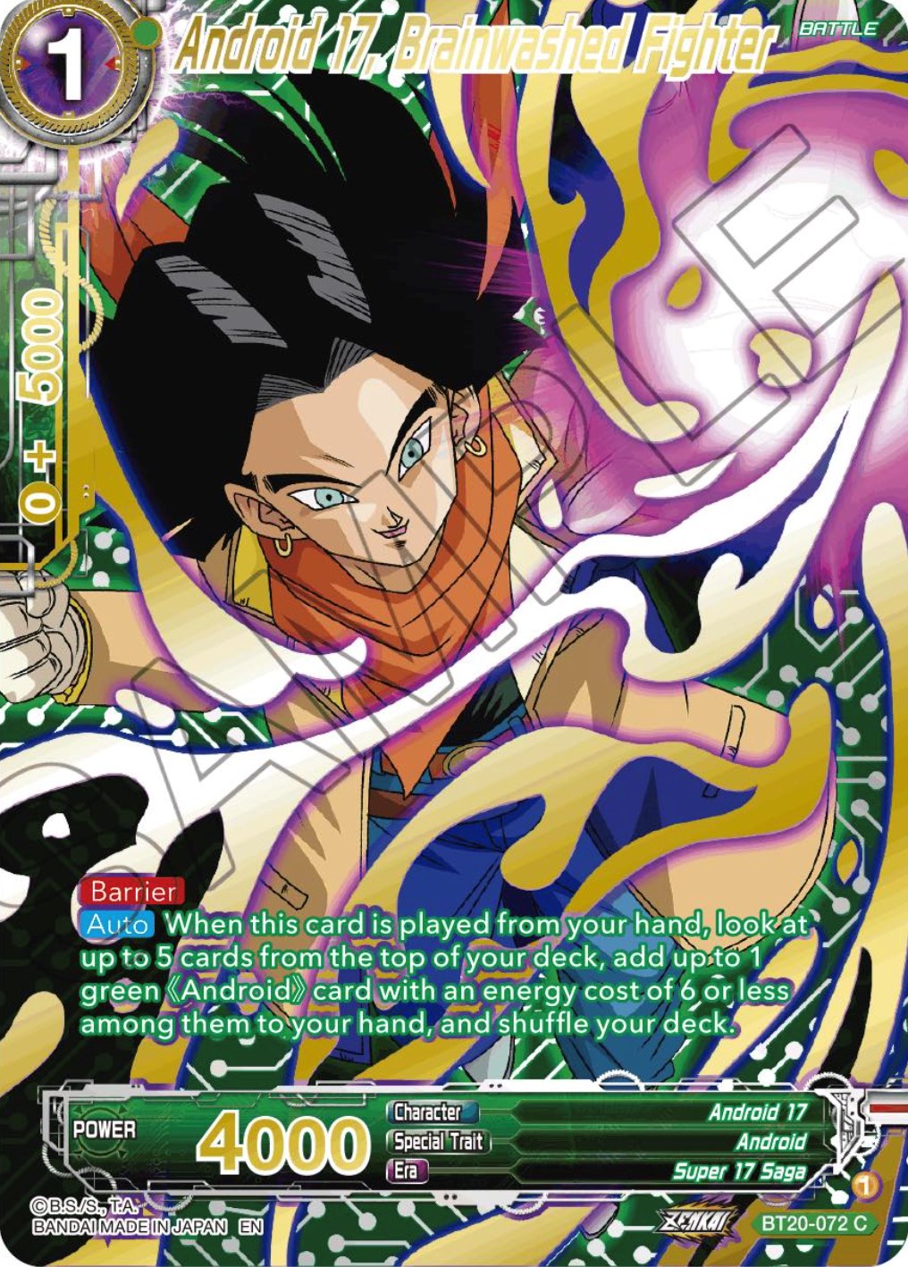 Android 17, Brainwashed Fighter (Gold-Stamped) (BT20-072) [Power Absorbed] | Tables and Towers