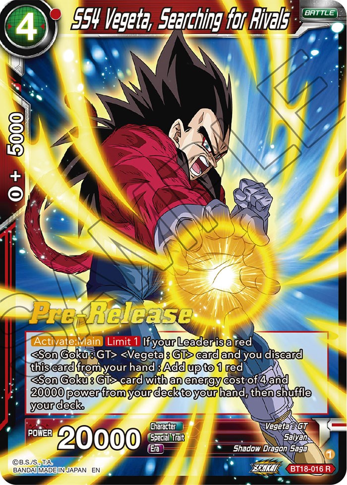 SS4 Vegeta, Searching for Rivals (BT18-016) [Dawn of the Z-Legends Prerelease Promos] | Tables and Towers