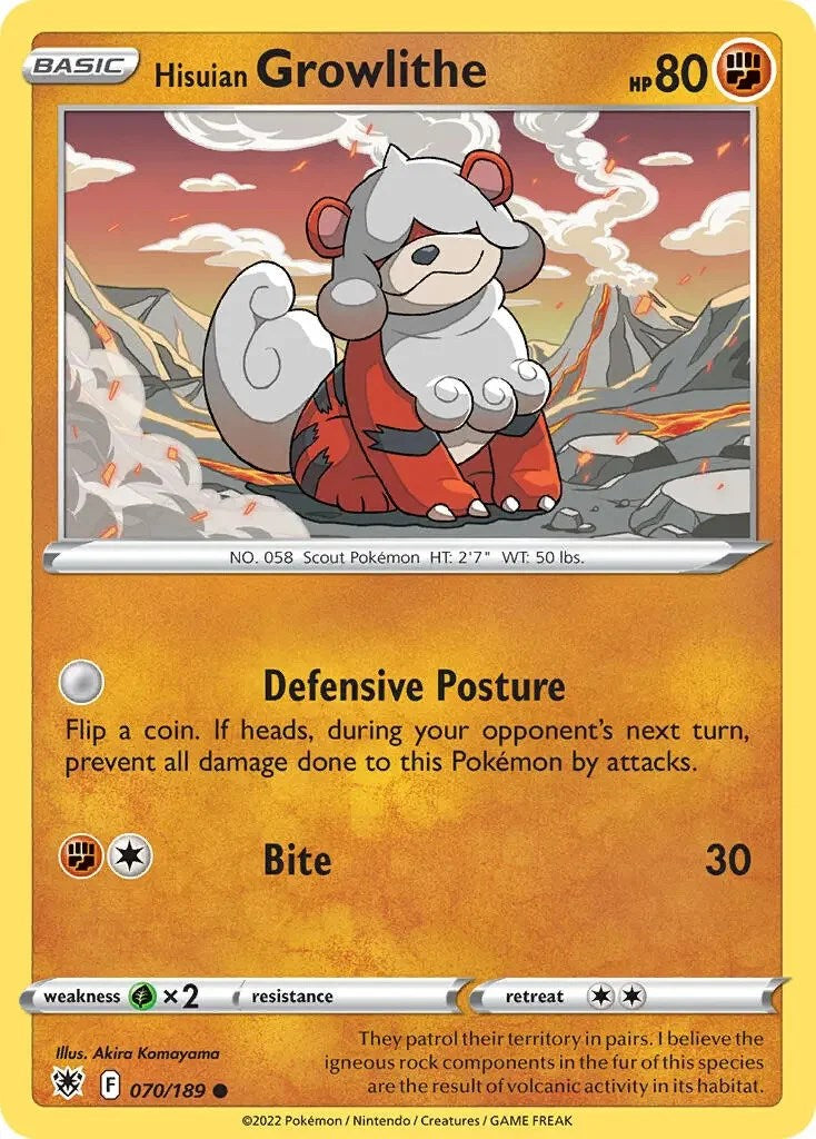 Hisuian Growlithe (070/189) (Theme Deck Exclusive) [Sword & Shield: Astral Radiance] | Tables and Towers