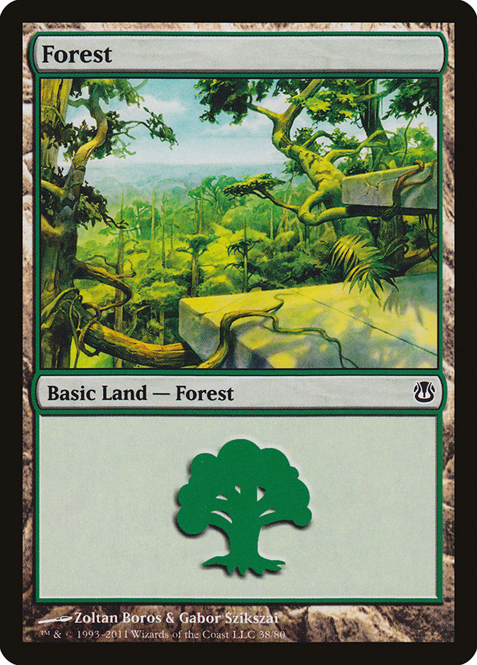 Forest (38) [Duel Decks: Ajani vs. Nicol Bolas] | Tables and Towers