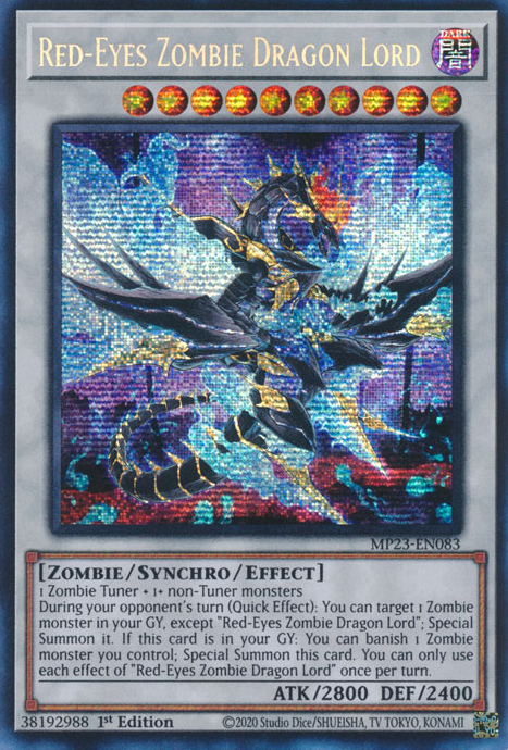 Red-Eyes Zombie Dragon Lord [MP23-EN083] Prismatic Secret Rare | Tables and Towers