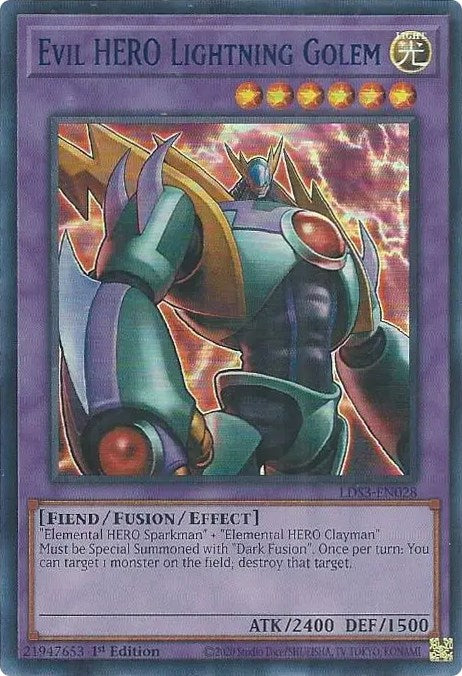 Evil HERO Lightning Golem (Blue) [LDS3-EN028] Ultra Rare | Tables and Towers