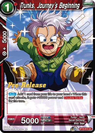 Trunks, Journey's Beginning (BT15-013) [Saiyan Showdown Prerelease Promos] | Tables and Towers