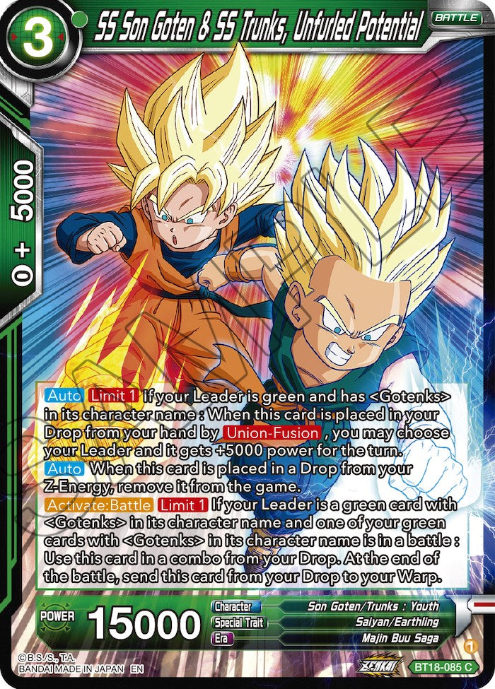 SS Son Goten & SS Trunks, Unfurled Potential (BT18-085) [Dawn of the Z-Legends] | Tables and Towers