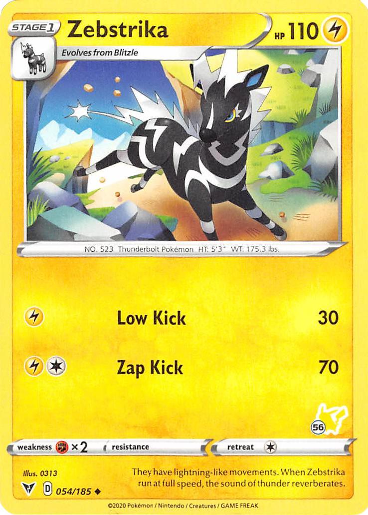 Zebstrika (054/185) (Pikachu Stamp #56) [Battle Academy 2022] | Tables and Towers