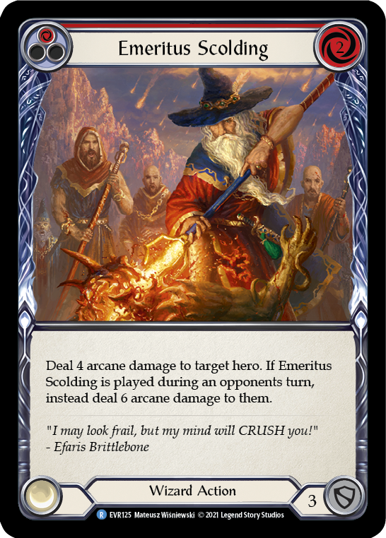 Emeritus Scolding (Red) [EVR125] (Everfest)  1st Edition Rainbow Foil | Tables and Towers