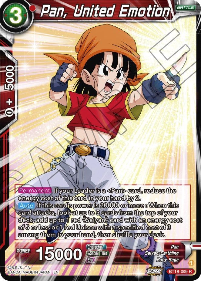 Pan, United Emotion (BT18-009) [Dawn of the Z-Legends] | Tables and Towers