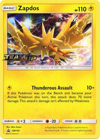 Zapdos (SM159) (Staff) [Sun & Moon: Black Star Promos] | Tables and Towers