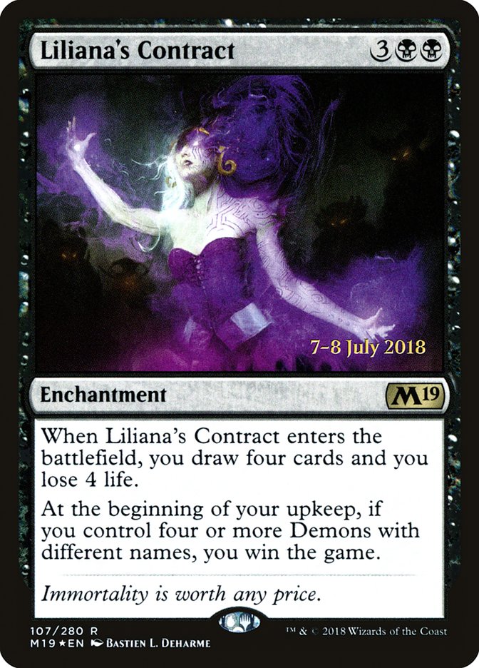 Liliana's Contract [Core Set 2019 Prerelease Promos] | Tables and Towers