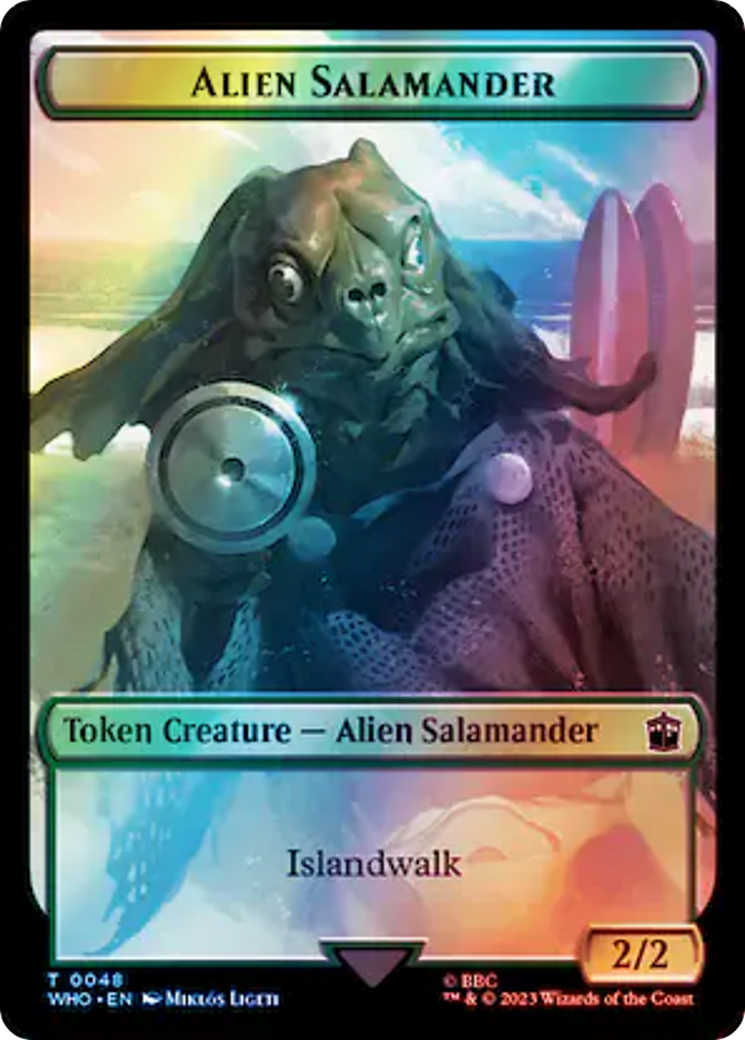 Alien // Alien Salamander Double-Sided Token (Surge Foil) [Doctor Who Tokens] | Tables and Towers