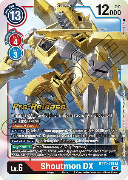 Shoutmon DX [BT11-018] [Dimensional Phase Pre-Release Promos] | Tables and Towers