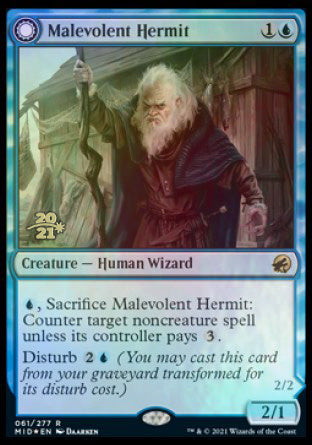 Malevolent Hermit // Benevolent Geist [Innistrad: Midnight Hunt Prerelease Promos] | Tables and Towers