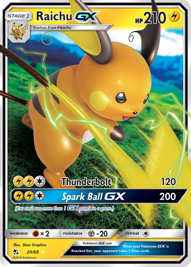 Raichu GX (20/68) [Sun & Moon: Hidden Fates] | Tables and Towers