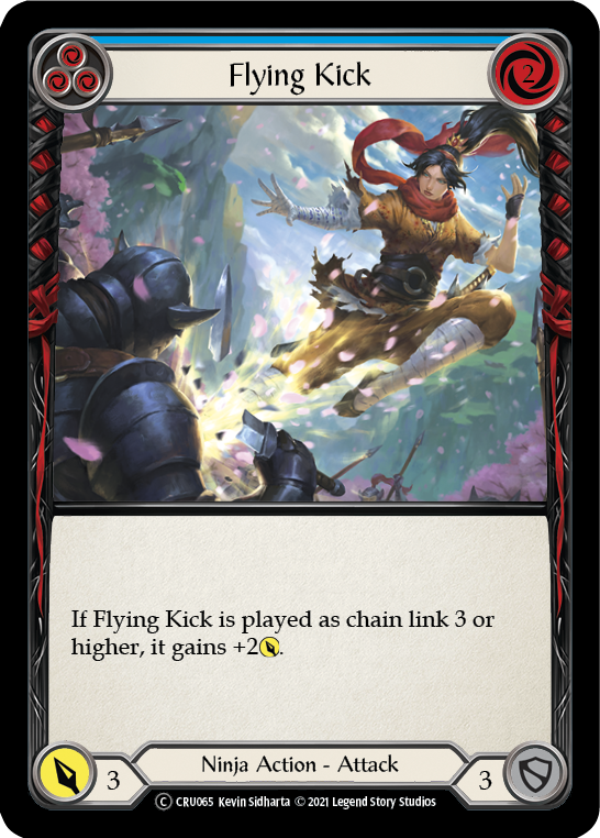 Flying Kick (Blue) [U-CRU065] (Crucible of War Unlimited)  Unlimited Rainbow Foil | Tables and Towers