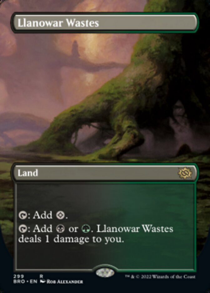 Llanowar Wastes (Borderless Alternate Art) [The Brothers' War] | Tables and Towers