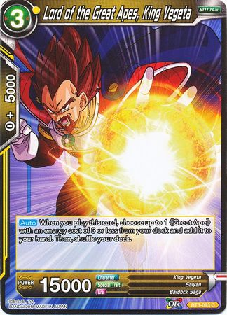 Lord of the Great Apes, King Vegeta (BT3-093) [Cross Worlds] | Tables and Towers