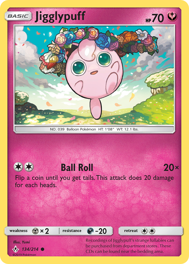 Jigglypuff (134/214) [Sun & Moon: Unbroken Bonds] | Tables and Towers