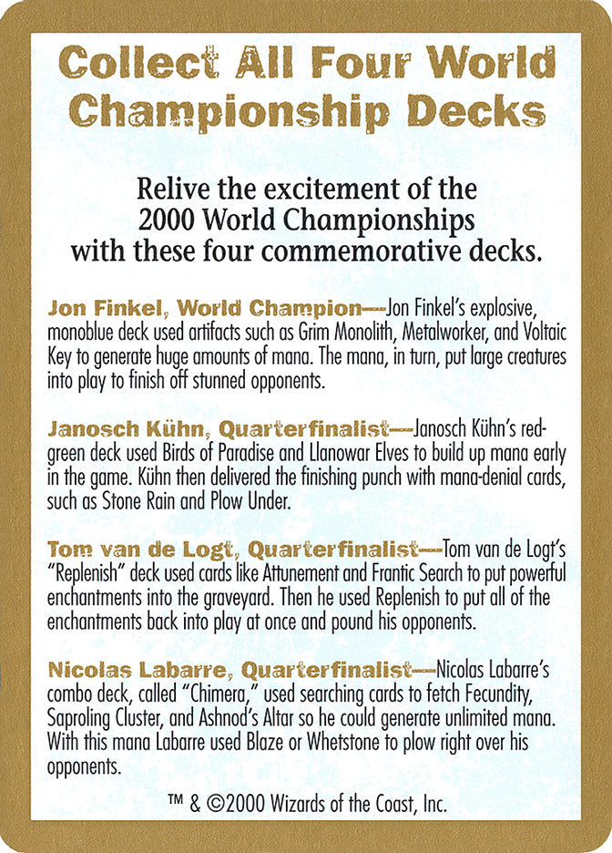 2000 World Championships Ad [World Championship Decks 2000] | Tables and Towers