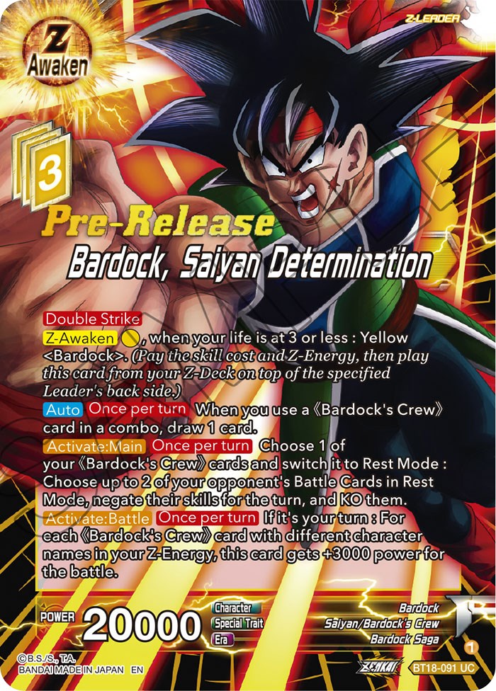 Bardock, Saiyan Determination (BT18-091) [Dawn of the Z-Legends Prerelease Promos] | Tables and Towers