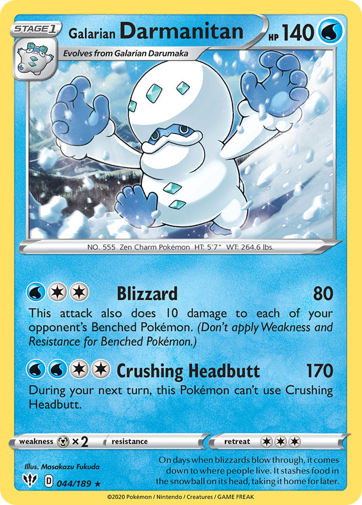 Galarian Darmanitan (044/189) (Cracked Ice Holo) (Theme Deck Exclusive) [Sword & Shield: Darkness Ablaze] | Tables and Towers