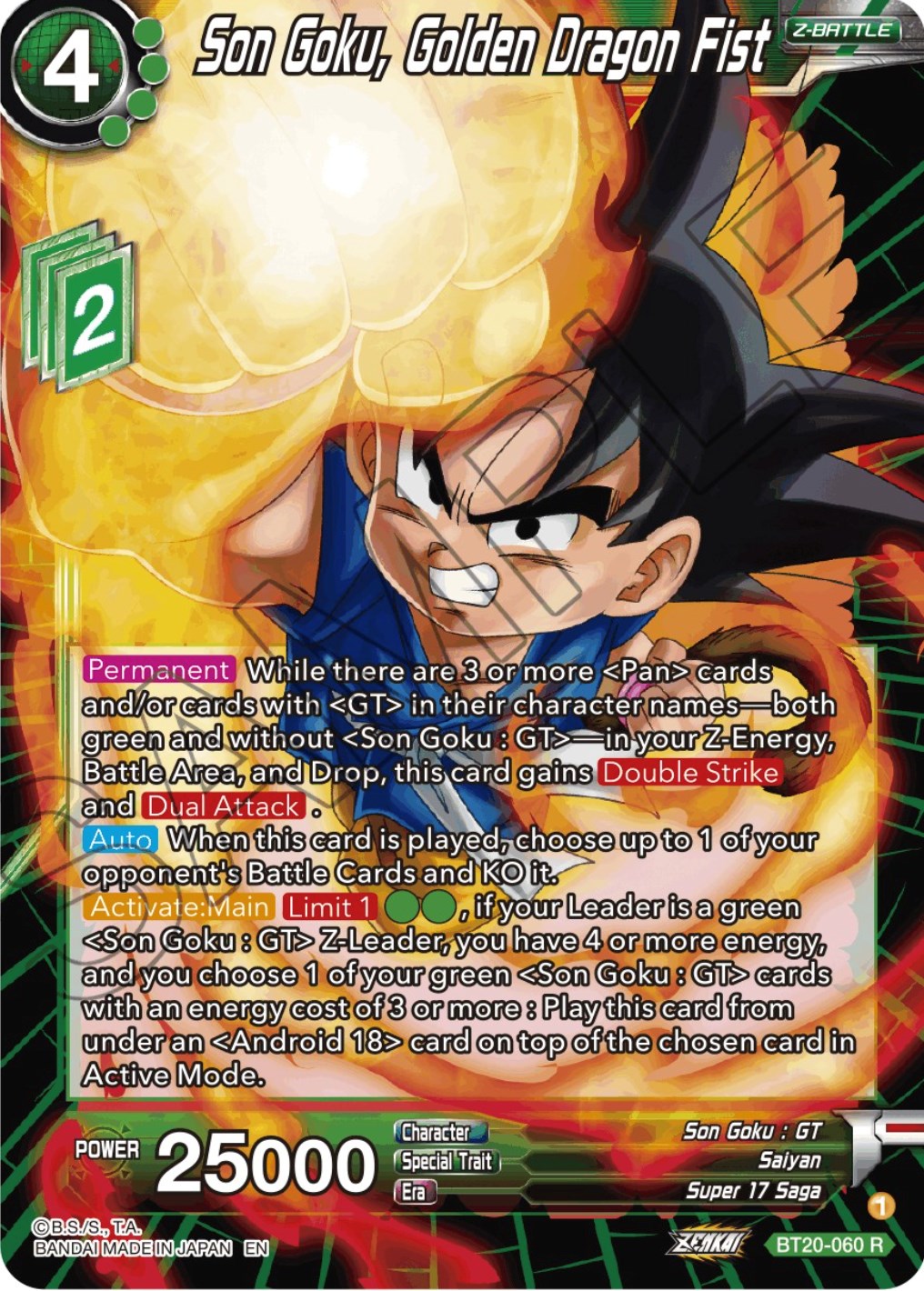 Son Goku, Golden Dragon Fist (BT20-060) [Power Absorbed] | Tables and Towers