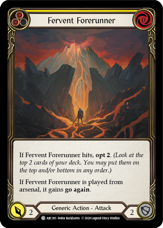 Fervent Forerunner (Yellow) [U-ARC183] (Arcane Rising Unlimited)  Unlimited Rainbow Foil | Tables and Towers