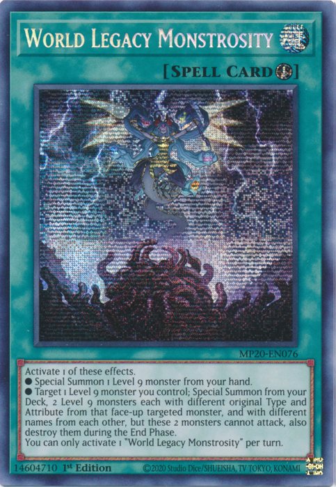 World Legacy Monstrosity [MP20-EN076] Prismatic Secret Rare | Tables and Towers