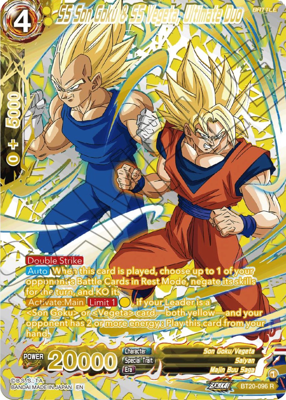 SS Son Goku & SS Vegeta, Ultimate Duo (Gold-Stamped) (BT20-096) [Power Absorbed] | Tables and Towers