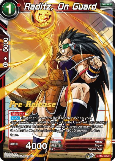 Raditz, On Guard (BT15-005) [Saiyan Showdown Prerelease Promos] | Tables and Towers